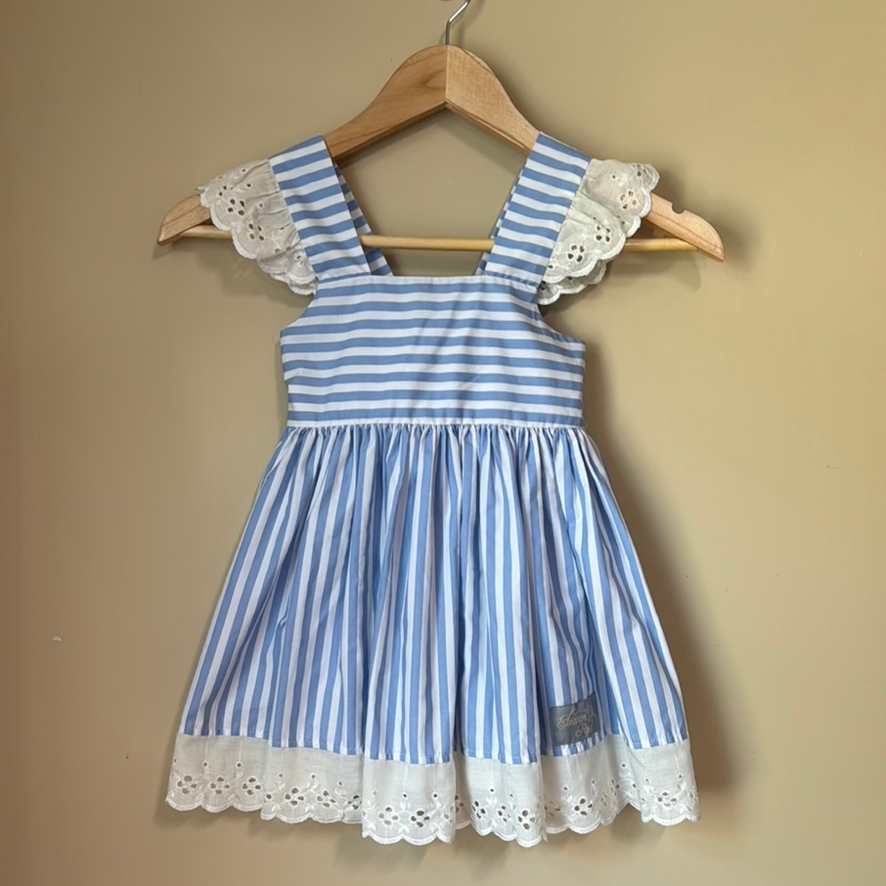 Blue and White Striped Kids Dress Eleanor Rose